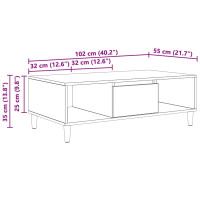 Produktbild för Kaffeebord Svart Ek 102 x 55 x 35 cm Konstruerat trä