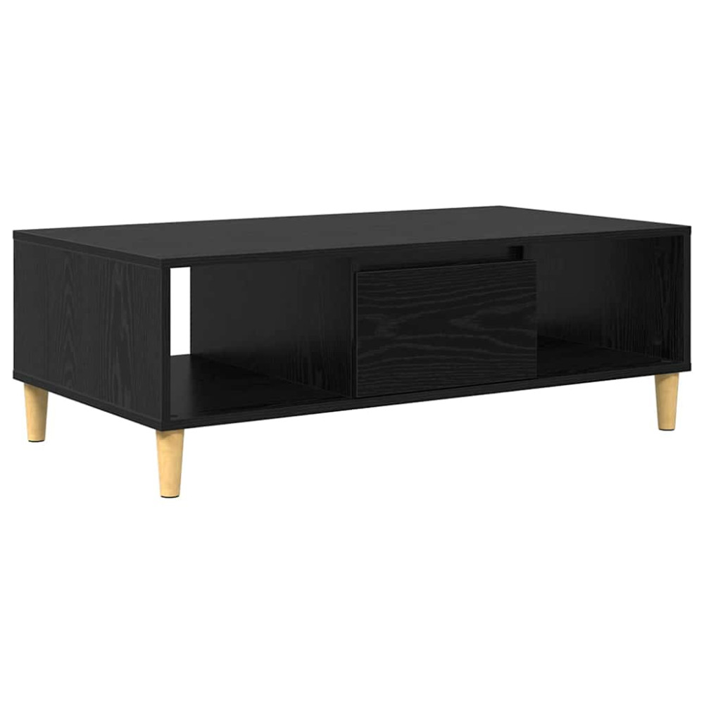 Produktbild för Kaffeebord Svart Ek 102 x 55 x 35 cm Konstruerat trä