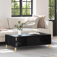 Produktbild för Kaffeebord Svart Ek 102 x 55 x 35 cm Konstruerat trä