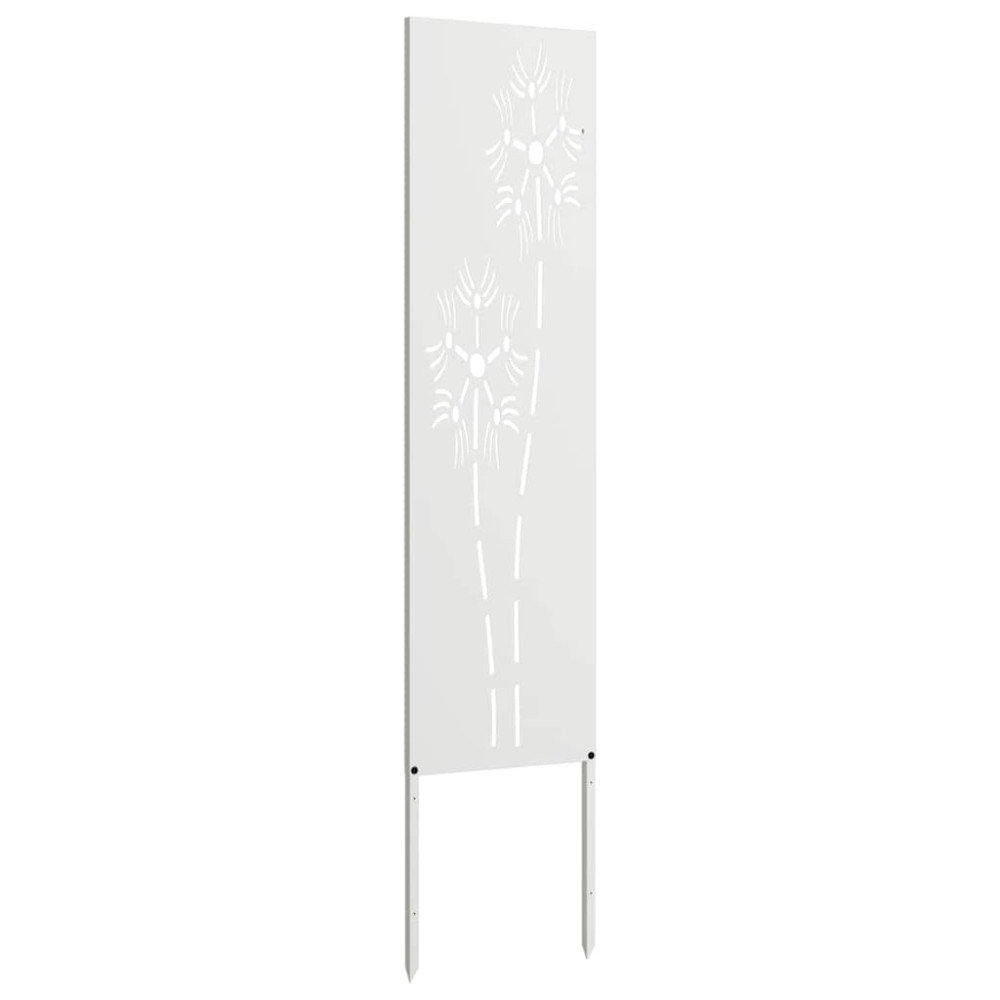 Produktbild för Trädgårds integritetsskärm Vit 32 x 140 cm Kallvalsat stål