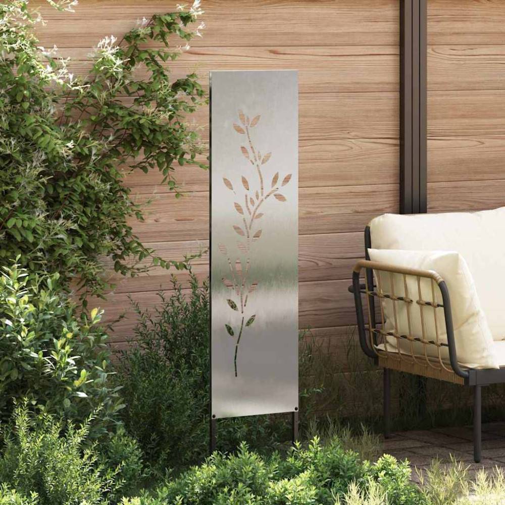 Produktbild för Trädgårds integritetsskärm Silver 32 x 140 cm Rostfritt stål