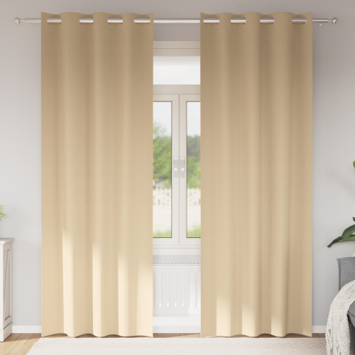 vidaXL Mörkläggningsgardiner med Ringar 2 pcs Kräm 245 x 140 cm - Gardiner & Persienner