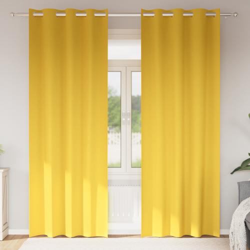 vidaXL Mörkläggningsgardiner med Ringar 2 pcs Senapsgul 260 x 140 cm