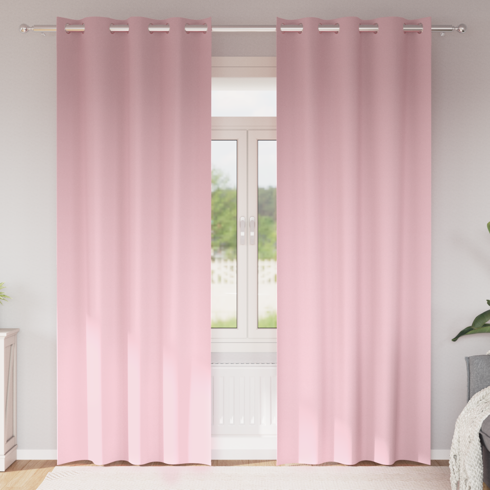 Produktbild för Mörkläggningsgardiner med Ringar 2 pcs Babyrosa 245 x 140 cm