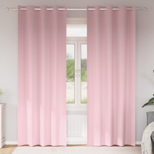 vidaXL Mörkläggningsgardiner med Ringar 2 pcs Babyrosa 245 x 140 cm - Gardiner & Persienner