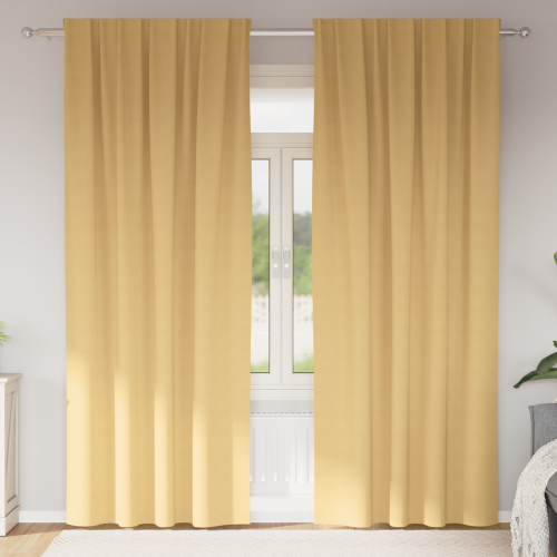 vidaXL Mörkläggningsgardiner med Ringar 2 pcs Beige 225 x 140 cm - Gardiner & Persienner
