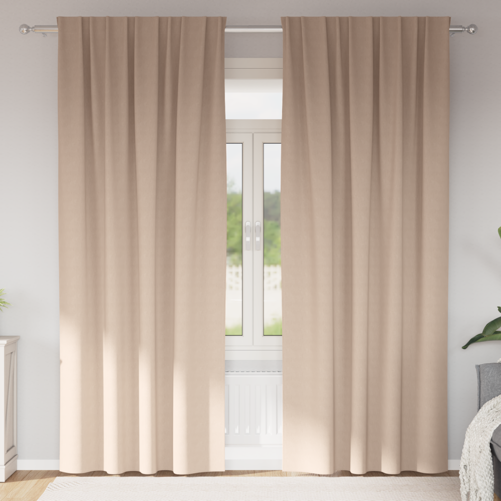Produktbild för Mörkläggningsgardiner med Ringar 2 pcs Taupe 245 x 140 cm