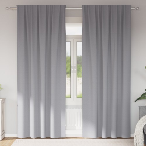 vidaXL Mörkläggningsgardiner med Ringar 2 pcs Ljusgrå 245 x 140 cm - Gardiner & Persienner