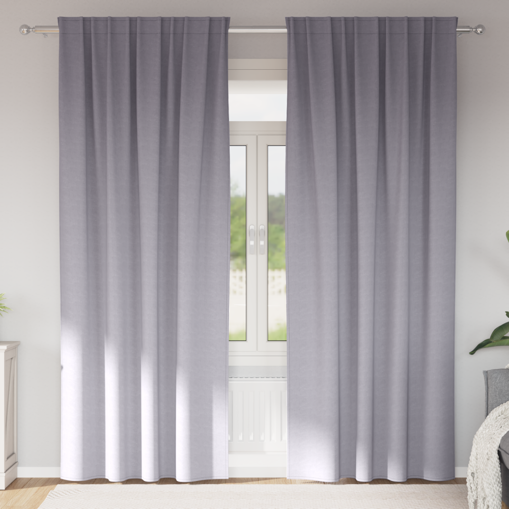 Produktbild för Mörkläggningsgardiner med Ringar 2 pcs Metallgrå 260 x 140 cm