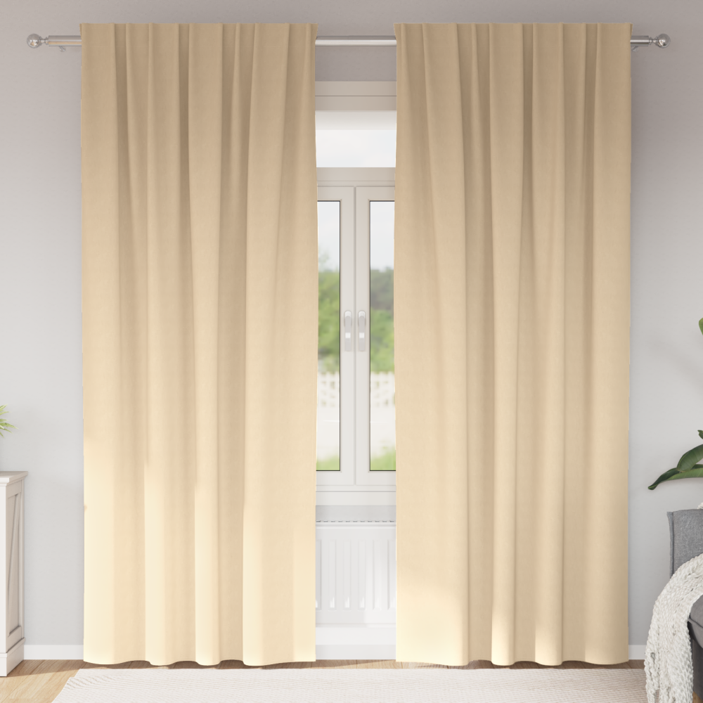 Produktbild för Mörkläggningsgardiner med Ringar 2 pcs Kräm 225 x 140 cm