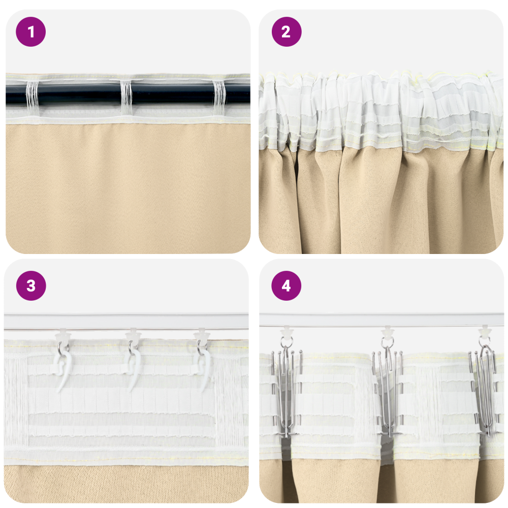 Produktbild för Mörkläggningsgardiner med Ringar 2 pcs Kräm 225 x 140 cm