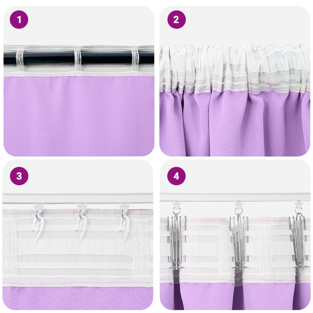 Produktbild för Mörkläggningsgardiner med Ringar 2 pcs Lila 245 x 140 cm