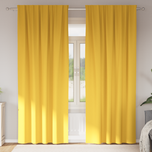 vidaXL Mörkläggningsgardiner med Ringar 2 pcs Senapsgul 245 x 140 cm