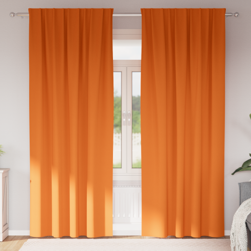vidaXL Mörkläggningsgardiner med Ringar 2 pcs Klart Orange - Gardiner & Persienner