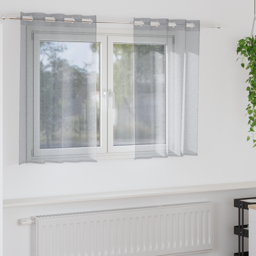 vidaXL Voile Gardin med gardiner 2 pcs Mörkgrå 140 x 140 cm Polyester - Gardiner & Persienner