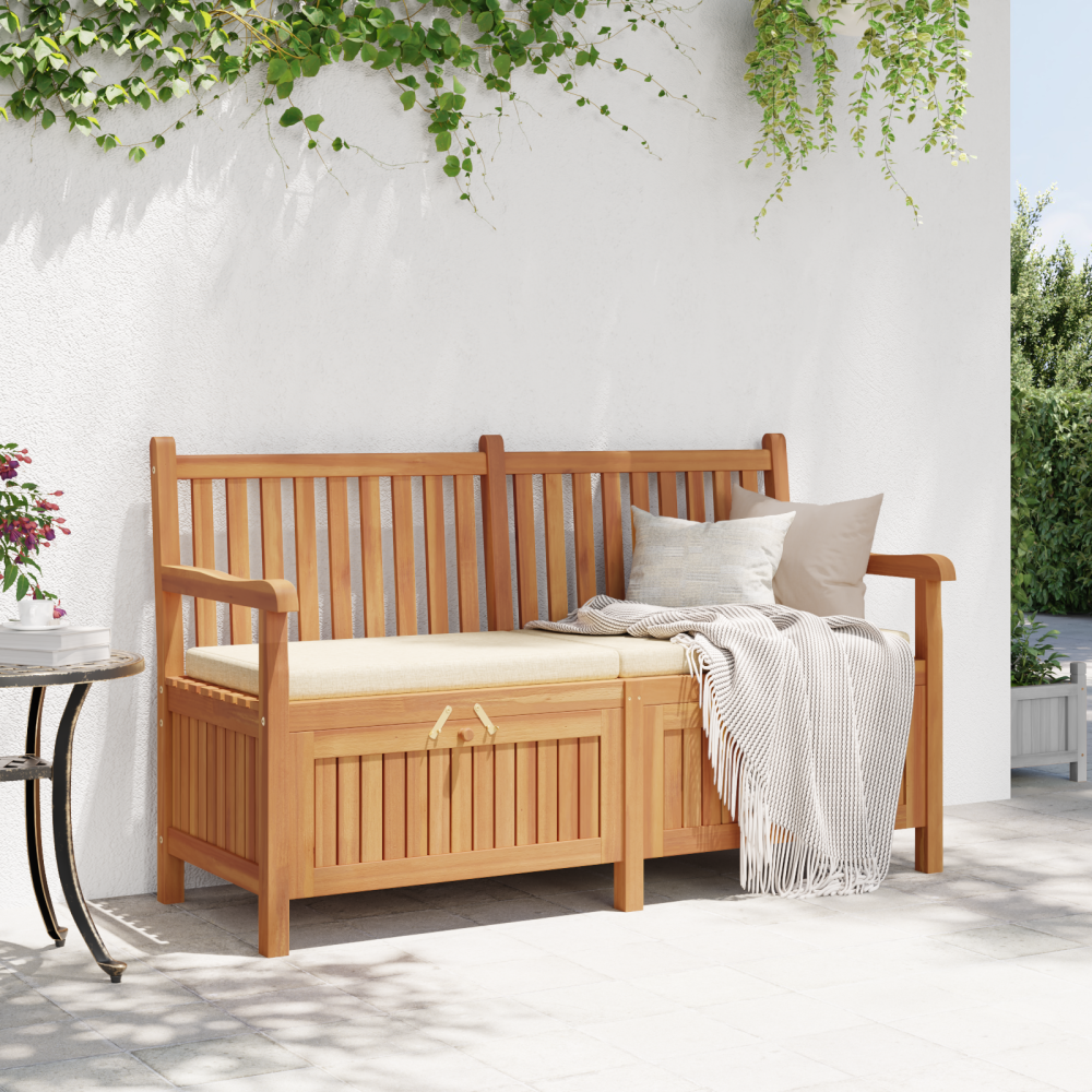 Produktbild för Trädgårdsbänk med lagring 150 x 60 x 90 cm Massivt teakträ