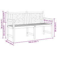 Produktbild för Trädgårdsbänk 150 x 60 x 90 cm Massivt teakträ