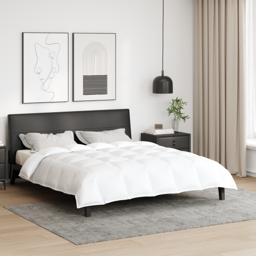 vidaXL 2-i-1 Duntäcke Vit 240 x 200 cm Fjäder