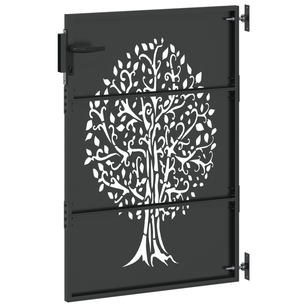 Produktbild för Trädgårdsgrind med lås Svart 85 x 125 cm Pulverlackerad stål