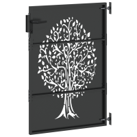 Produktbild för Trädgårdsgrind med lås Svart 85 x 150 cm Pulverlackerad stål