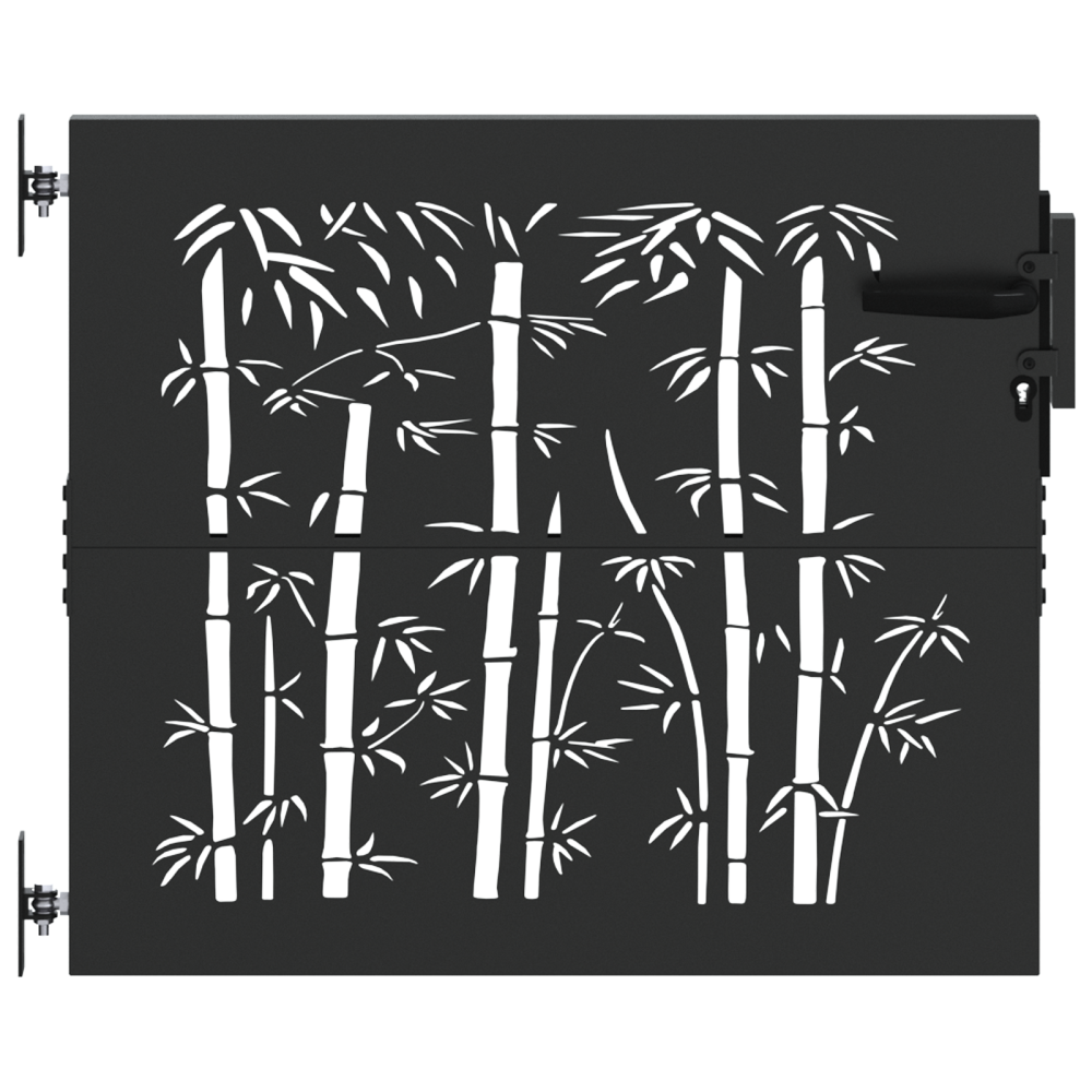 Produktbild för Trädgårdsgrind 85 x 100 cm Pulverlackerad stål Svart Låsbar