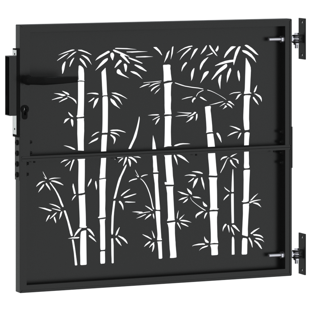 Produktbild för Trädgårdsgrind 85 x 100 cm Pulverlackerad stål Svart Låsbar