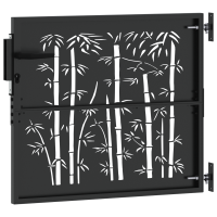 Produktbild för Trädgårdsgrind 85 x 100 cm Pulverlackerad stål Svart Låsbar
