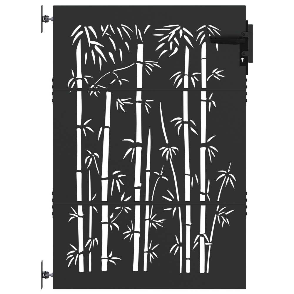 Produktbild för Trädgårdsgrind med lås Svart 85 x 125 cm Pulverlackerad stål