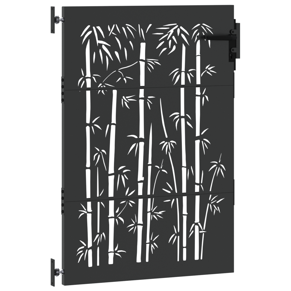 Produktbild för Trädgårdsgrind med lås Svart 85 x 125 cm Pulverlackerad stål
