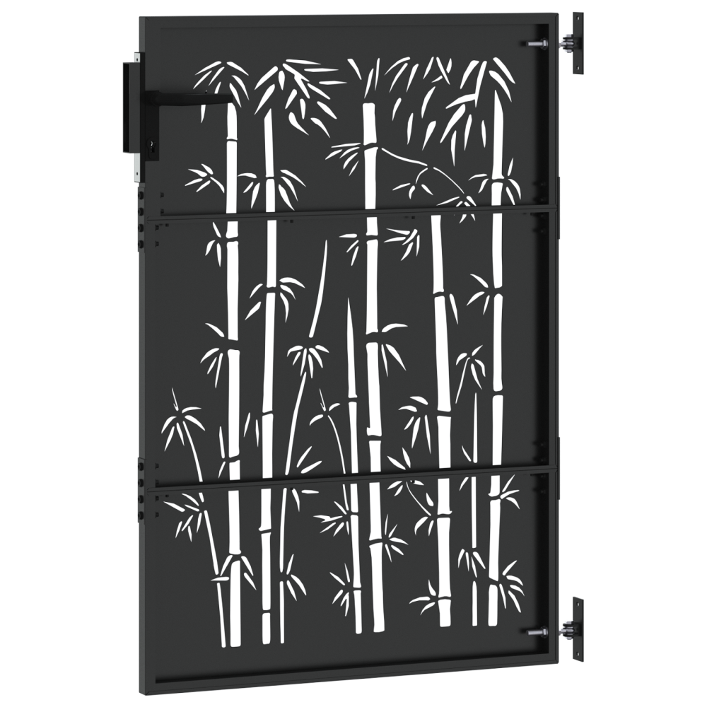 Produktbild för Trädgårdsgrind med lås Svart 85 x 125 cm Pulverlackerad stål