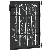 Produktbild för Trädgårdsgrind med lås Svart 85 x 125 cm Pulverlackerad stål