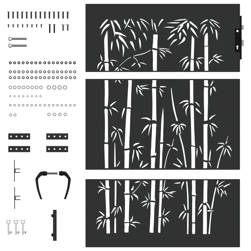 Produktbild för Trädgårdsgrind med lås Svart 85 x 125 cm Pulverlackerad stål