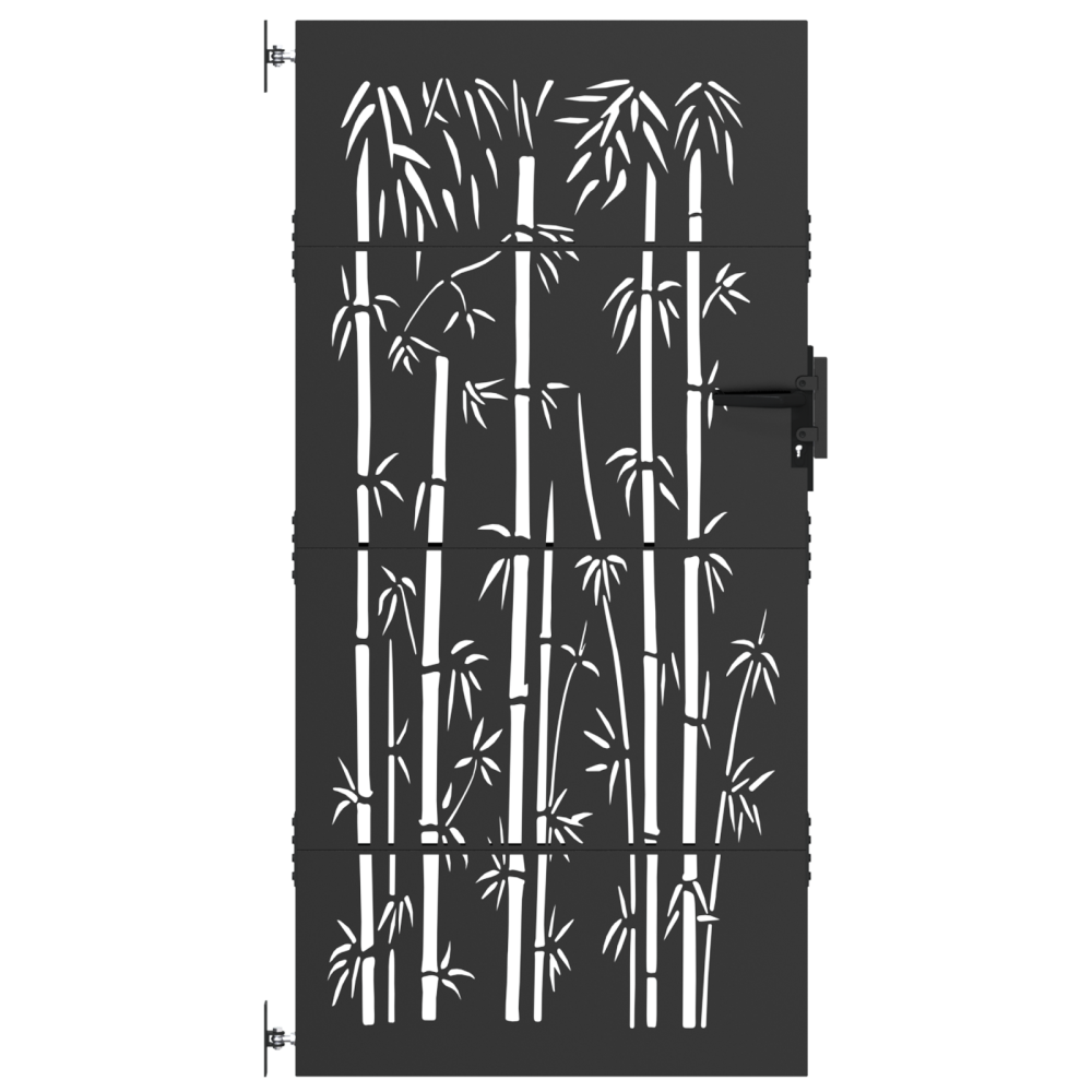 Produktbild för Trädgårdsgrind 85 x 175 cm Pulverlackerad stål Svart Låsbar