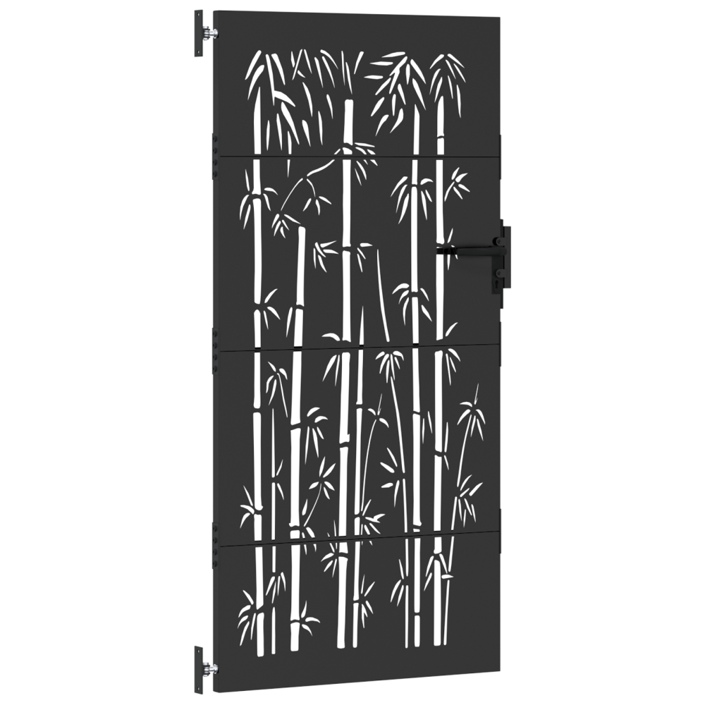 Produktbild för Trädgårdsgrind 85 x 175 cm Pulverlackerad stål Svart Låsbar