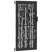 Produktbild för Trädgårdsgrind 85 x 175 cm Pulverlackerad stål Svart Låsbar