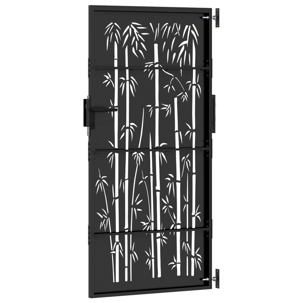 Produktbild för Trädgårdsgrind 85 x 175 cm Pulverlackerad stål Svart Låsbar