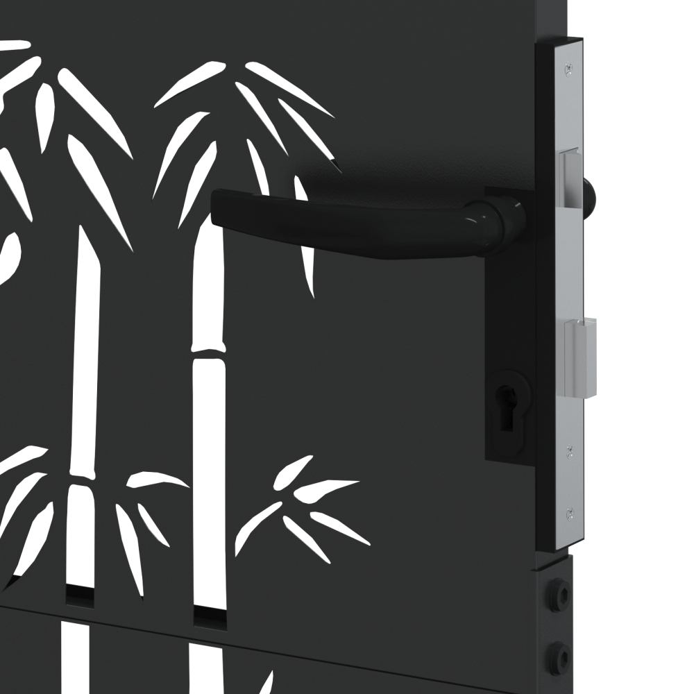 Produktbild för Trädgårdsgrind 85 x 175 cm Pulverlackerad stål Svart Låsbar