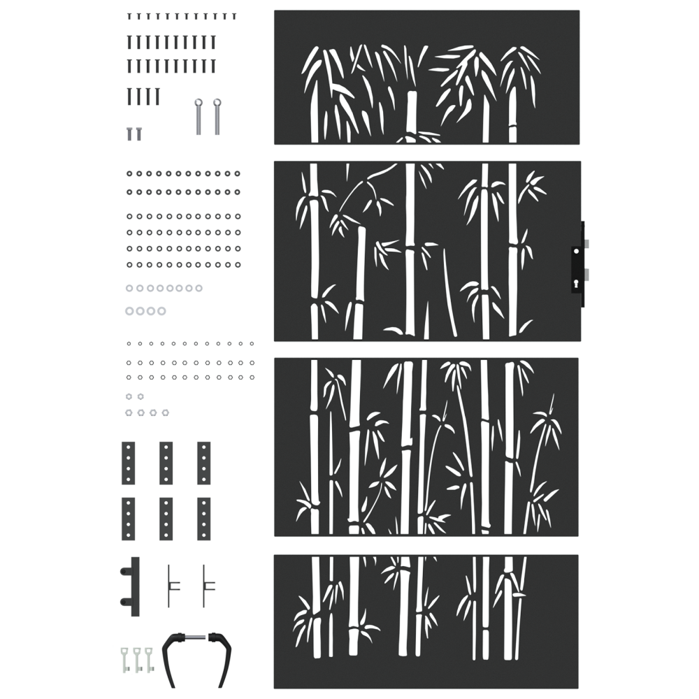 Produktbild för Trädgårdsgrind 85 x 175 cm Pulverlackerad stål Svart Låsbar
