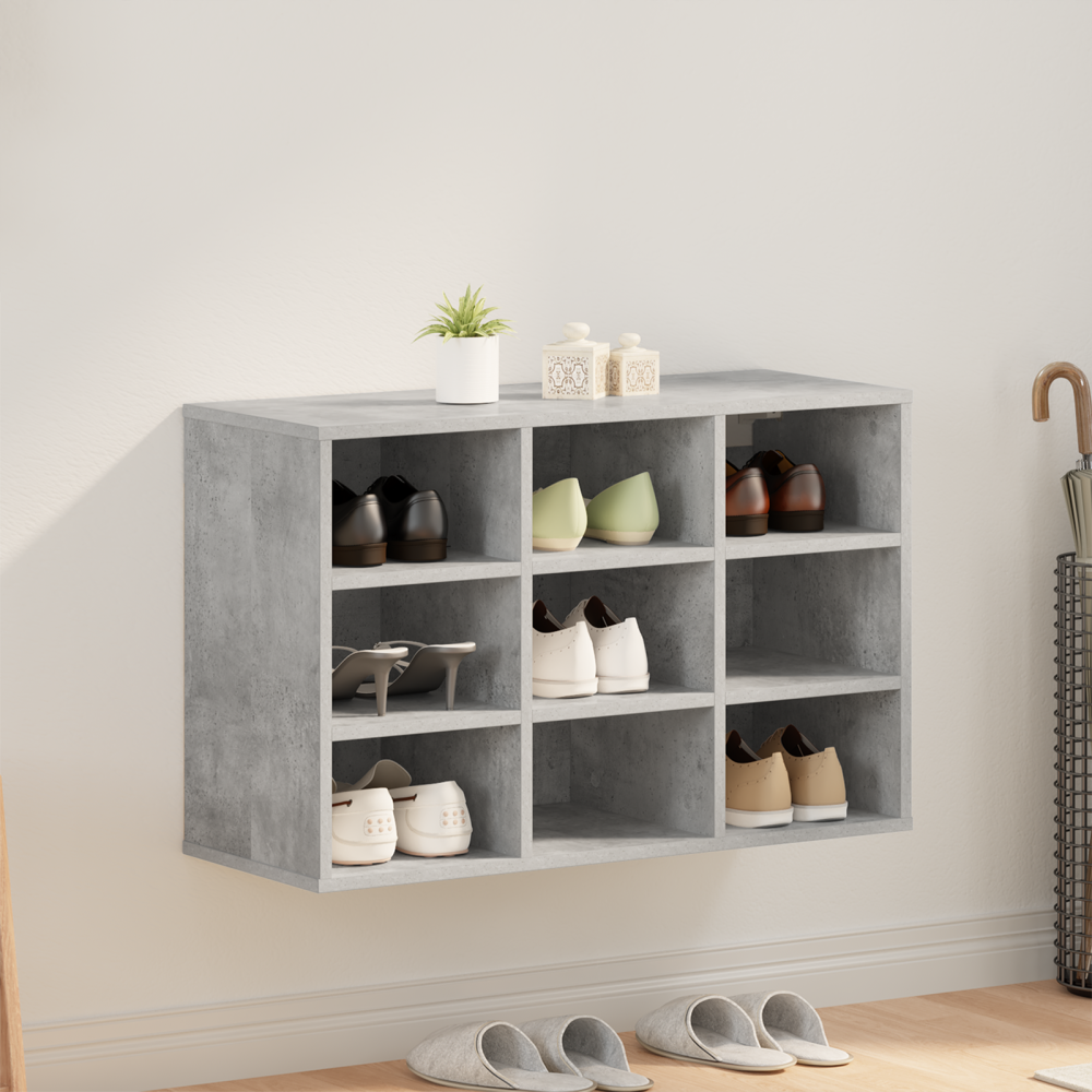 Produktbild för Skoskåp med hylla Betonggrå 77,5 x 30 x 51 cm Konstruerat trä