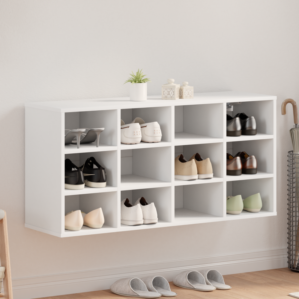 Produktbild för Skoskåp med hylla Vit 103 x 30 x 51 cm Konstruerat trä