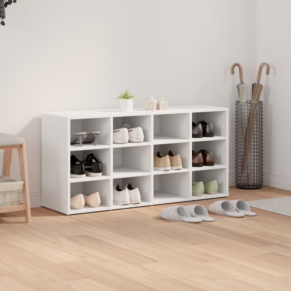 Produktbild för Skoskåp med hylla Vit 103 x 30 x 51 cm Konstruerat trä