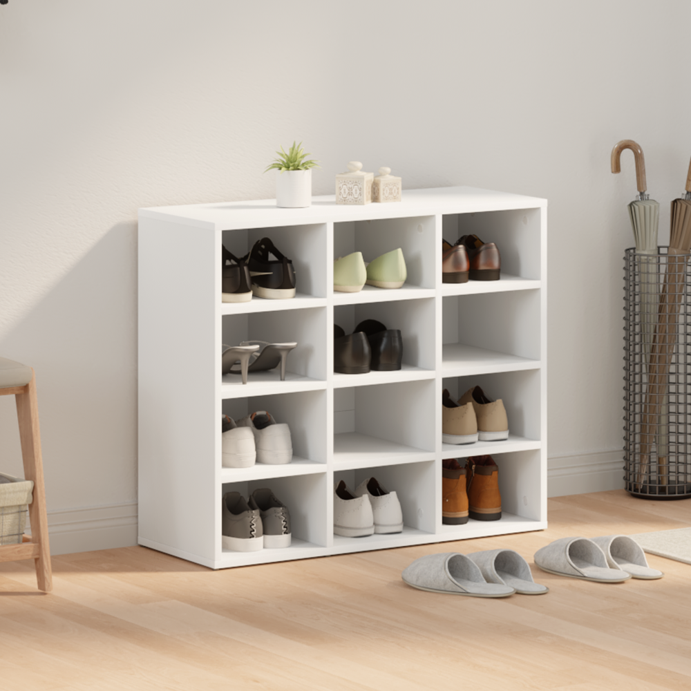 Produktbild för Skoskåp med hylla Vit 77,5 x 30 x 67 cm Konstruerat trä