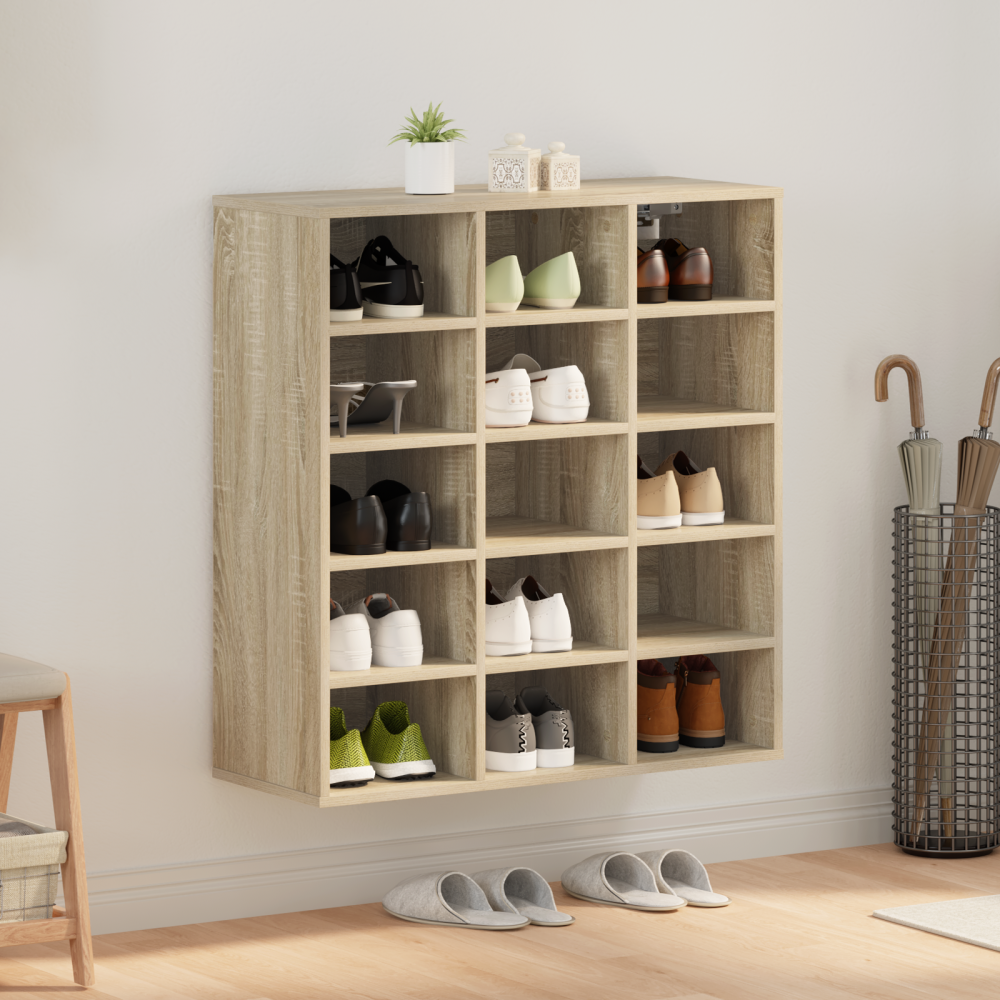 Produktbild för Skoskåp med hylla Sonoma-ek 77,5 x 30 x 83,5 cm Konstruerat trä