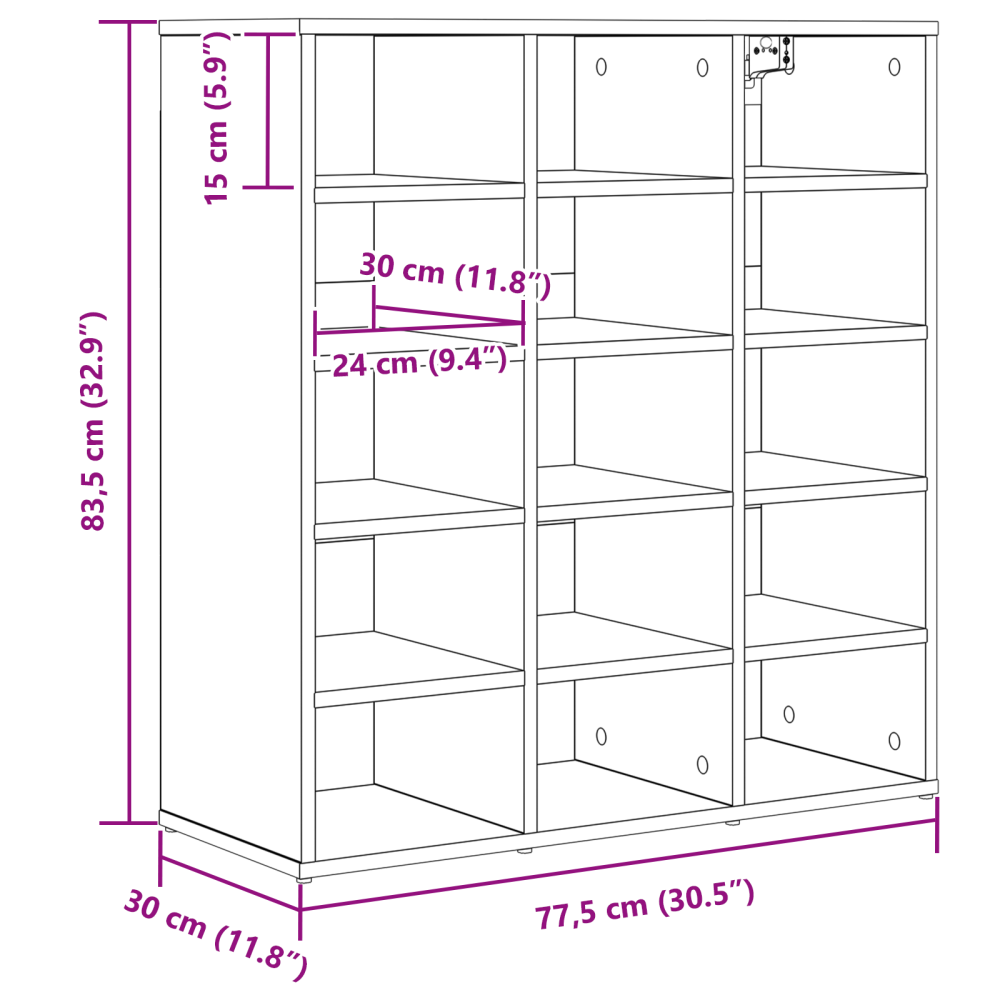 Produktbild för Skoskåp med hylla Sonoma-ek 77,5 x 30 x 83,5 cm Konstruerat trä