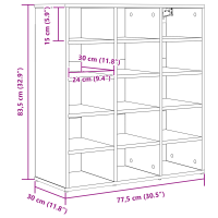 Produktbild för Skoskåp med hylla Sonoma-ek 77,5 x 30 x 83,5 cm Konstruerat trä