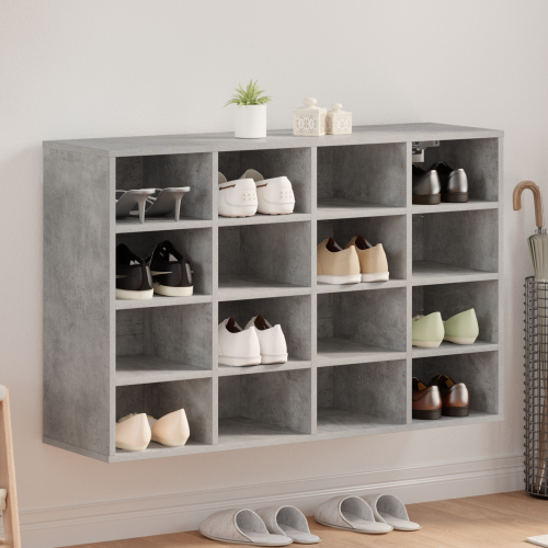 vidaXL Skoskåp med hylla Betonggrå 103 x 30 x 67 cm Konstruerat trä