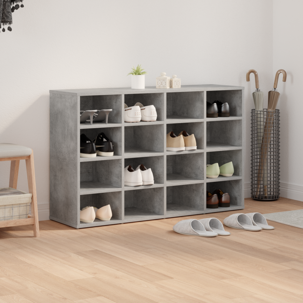 Produktbild för Skoskåp med hylla Betonggrå 103 x 30 x 67 cm Konstruerat trä