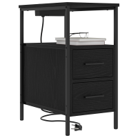 Produktbild för Nattduksbord 2 pcs Svart Ek 30 x 48 x 61 cm Konstruerat trä