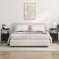 Produktbild för Nattduksbord 2 pcs Svart Ek 30 x 48 x 61 cm Konstruerat trä