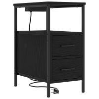 Produktbild för Nattduksbord 2 pcs Svart Ek 30 x 48 x 61 cm Konstruerat trä